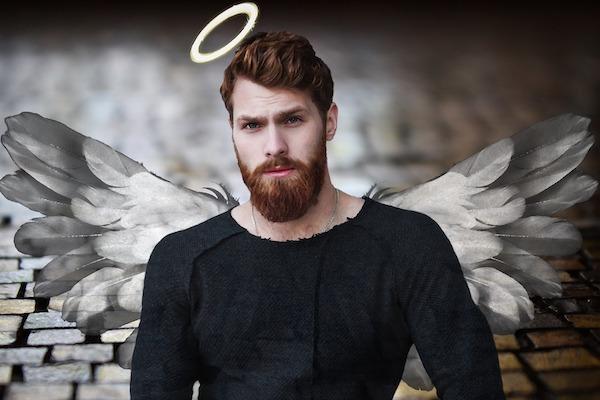 man with halo and angel wings