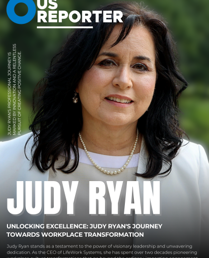 Judy on the cover of US Reporter magazine