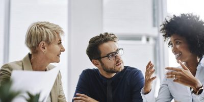 Group of diverse people meeting and brainstorming